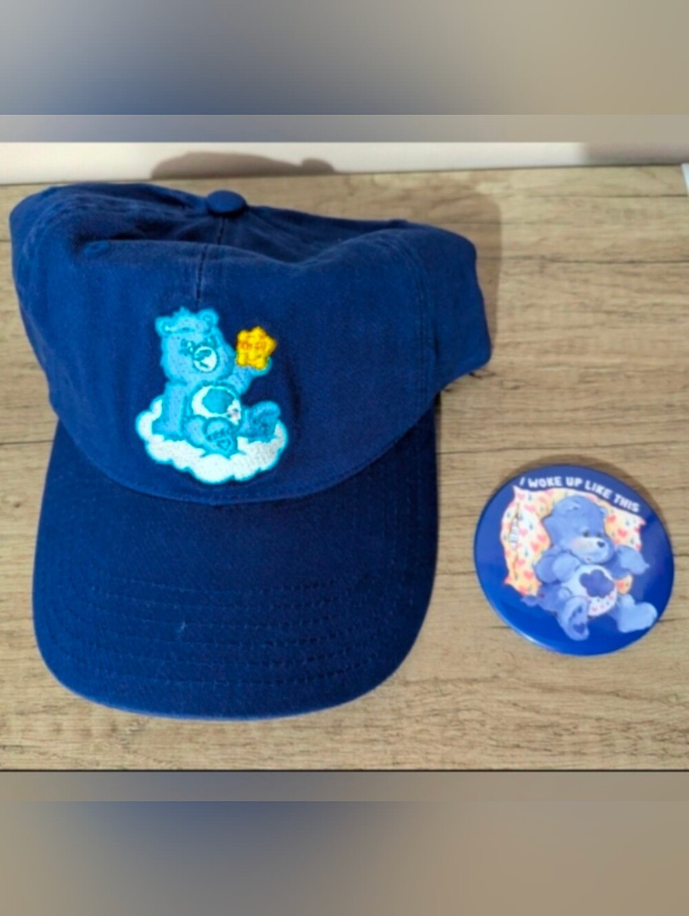 Care Bears Grumpy Bear Dad Hay Cap With Button New With Tags!